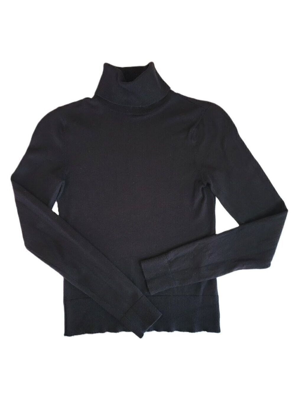 Halogen Soft Black Turtleneck Ribbed Cuffs & Waistband Sweater Women's Size S